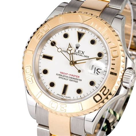 rolex yacht master two tone white dial|rolex yacht master 2 white gold.